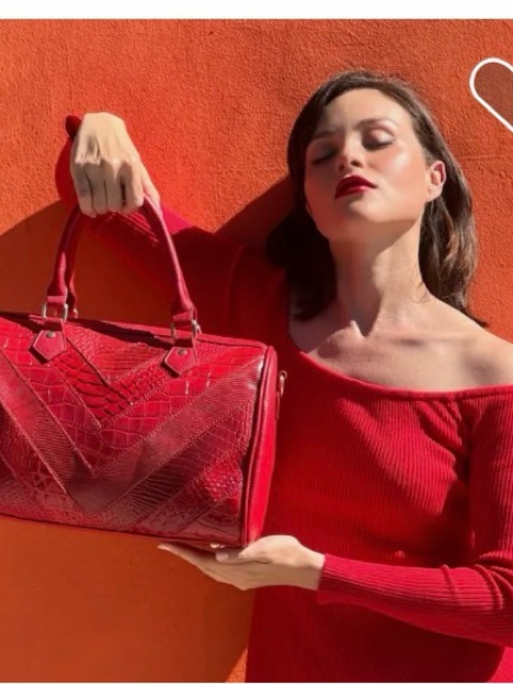 Designer-Inspired Red Patchwork Satchel | Includes Matching Wallet - Picture 7 of 15